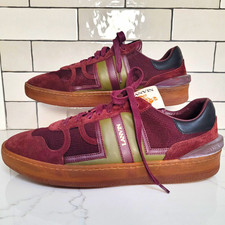  Lanvin Men’s Red Clay Low Top Lace-Up Sneakers Burgundy/Olive US 9 EU 42 France picture