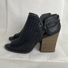 Jellypop Shoes Size 9 Dressy 3.5” Heels Odessa Black Open Toe Zip In Back picture