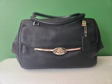 COACH 25170 MADISON Madaline Black Leather Satchel Shoulder Bag Double Handles picture