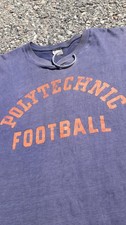 1950s - 50s Champion Running Man Navy Polytechnic Football T-Shirt picture