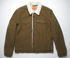 Levi's Sherpa Fleece Brown Corduroy Trucker Jacket Mens Medium / picture