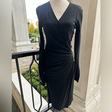 Versace NWT Black Bodycon Long Sleeve Midi Dress with Gold Medusa Head (Size 38) picture