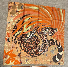 HERMES Carre 100% Silk scarf JAGUAR QUETZAL Alice Shirley Orange Brand New picture