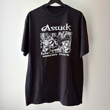 Vintage 90s/00s Assück Misery Index grindcore grunge band shirt XL picture