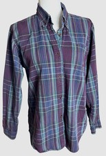 Vtg Roper Chambray Shirt Muted Purple Plaid Button Preppy Basic Layers Wom L picture
