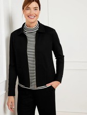 Talbots Plus Black Zipped Cardigan Jacket Effortless Pockets Button Cuff Size X picture
