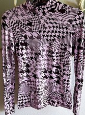 Anthropologie Maeve Houndstooth Mock Neck Long Sleeve Light Pink/Dark Mauve picture