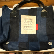 Esprit Vintage Denim Striped Quote Tote Bag NWT Style 70053 Red Tag  picture
