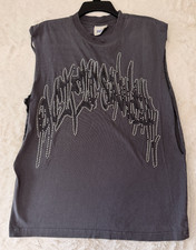 PacSun Graphic Art Program Men's M Gray T-Shirt Studded Rhinestone Muscle Shirt picture