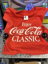 Vintage 1985 Coca-Cola Classic T-Shirt Red Size L Large Deadstock Made in Mexico picture