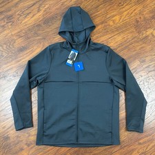Spyder Jacket Mens L Black Full Zip Fleece Hooded Stretch Pockets Active picture