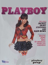 Playboy Cosplay Women’s Costume 4-Pc Set Plaid Jacket Ruffled Skirt Stockings S picture