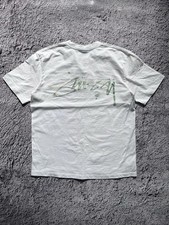 Vintage Y2K Stussy Mercury Tee Green Logo WHITE T SHIRT SIZE M SKATE STREETWEAR picture