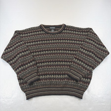 Vintage Jantzen Sweater Men's Large Striped Crewneck 3DKnit Cosby Grandpacore picture