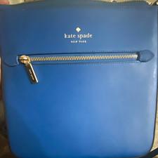 Kate Spade New York Blue Zip Crossbody Bag Adjustable Strap Pockets Gold picture