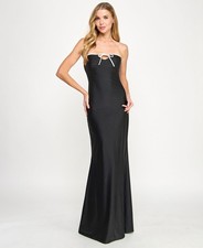 City Studios Juniors' Strapless White Tie Gown - Black Ivory Size S NWT picture