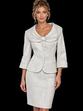 NEW Tahari ASL Skirt Suit 16P Fit 14P Two Piece Set Feminine Draped Shawl Collar picture