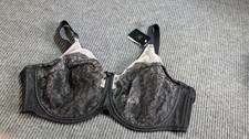 Wacoal Retro Chic Full Figure Underwire Bra Black Lace Style Size 46D Unlined picture