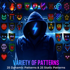 LED Mask Light Up Gesture Sensing Rechargeable 50 Patterns Halloween Cosplay picture