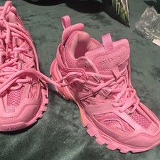 Balenciaga Track Pink Low Top Lace-Up Athletic Sneakers w/ Logo Accent picture
