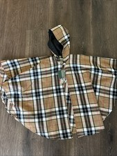 O'NEIL of Dublin Ireland Plaid Cape Poncho Hooded Large NEW TAGS picture