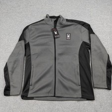 Spyder Polar Jacket Mens XL Gray Fleece Full Zip Stretch Zippered Pockets New picture