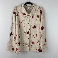 Coldwater Creek Printed Floral Shirt Jacket Size 3X Rayon Linen Collared picture