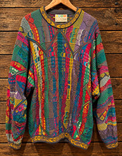 Vintage COOGI Australia 3D Knit Sweater Men’s L Multicolor Mercerised Cotton 90s picture