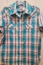 Women's Wrangler Wrancher pearl snap shirt, SZ LG, Western, Cowgirl, Trendy picture