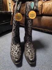 Corral Boots Women’s Black Knee High Western Boot Embroidered Studded 8M picture