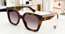 GUCCI GG1300S 003 Butterfly Acetate Havana Crystal Brown 55mm Women's Sunglasses picture