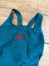 Vintage Y2K Speedo Womens Swimsuit Teal Pink Racerback Open Back GB32 90s 00s picture