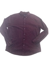 Ben Sherman Men's Button-Up Shirt XL Burgundy Geometric Print Long Sleeve picture