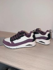SALE Skechers Street Uno Plum Burgundy White Black Womens Size 8 NWOT 73690 picture