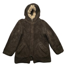Vintage LL Bean Sherpa Fleece Hooded Eskimo Parka Coat Jacket Mens Large Brown picture