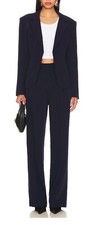 Anthropologie Favorite Daughter Pants Navy Blue Tailored Preppy Wide Leg 12 NWT picture