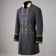 US Civil War Repro Confederate Staff Officer Frock Coat Gold Patch All Sizes picture