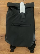 RAINS Rolltop Rucksack W3 Black Waterproof 16” Laptop Backpack RFID Unisex NWT picture