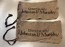Vintage Set of two Johnston & Murphy Tan Woven Drawstring Travel Shoe Bags picture