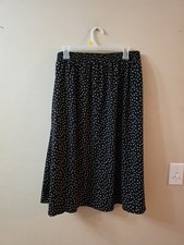 VTG BON WORTH USA MADE PL POLKA DOT CIRCLES SECRETARY SKIRT PETITE LARGE BLACK picture