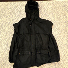 Outback Trading Company Ltd Men’s Black Hooded Overcoat Jacket XL Zip/Button picture