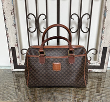 Celine Macadam Monogram Boston Bag Vintage Mid 1990's Leather Coated Canvas PVC picture