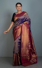 Women's Traditional Micro Checks Gadwal Pure Soft Silk Saree with Blouse picture