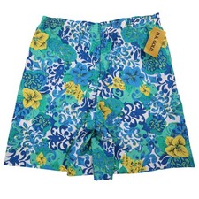 D.K. GOLD Shorts Small Vintage 90s Blue Green Floral Tropical Made in USA C985 picture