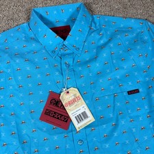 RSVLTS One Piece Shh I Am Lucy KUNUFLEX Blue Short Sleeve Shirt Mens M NEW picture