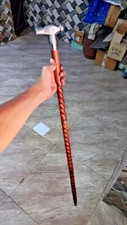 Victorian Brass Designer Hammer Head Handle Wooden Walking Stick Cane Gift picture