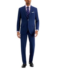 Nautica Mens Modern fit 2 Piece Suit 38 R Pants 32 / 32 Blue Solid picture