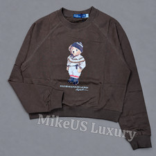 POLO PALPH LAUREN Brown Polo Bear Soft Sweatshirt Women’s Large NWT picture