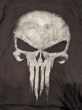 Marvel Punisher Spray Paint Stencil Skull Graphic T-Shirt Black Men's M NWT picture