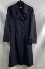 Vintage 2001 Miu Miu Women's Navy Blue Wool Gabardine Trench Coat Size M picture
